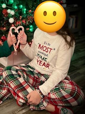 Women’s Holiday Plaid Pajama Set - White Top with Red & Green Plaid Pants